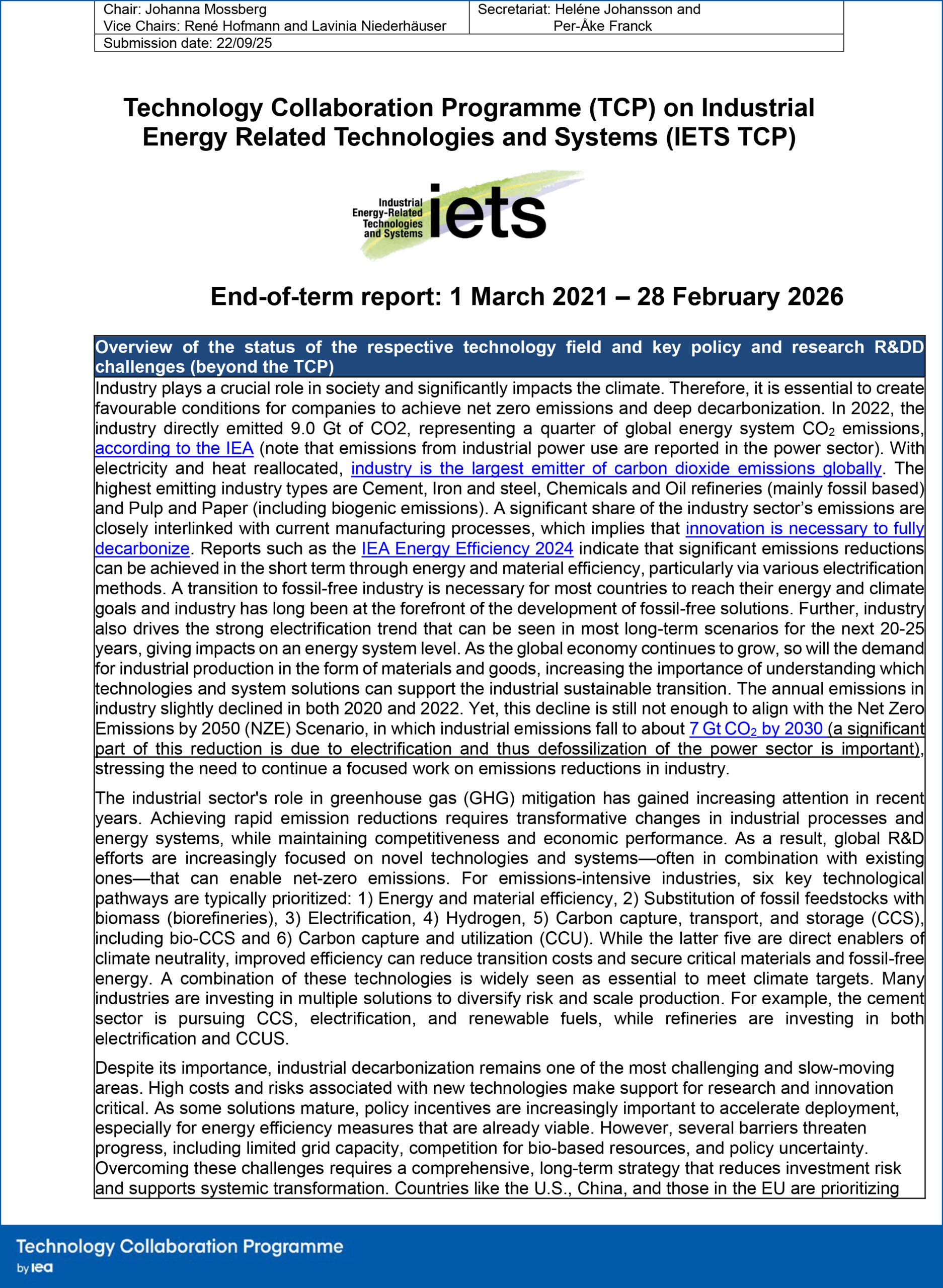 Request for Extension 2026-2030 | IETS